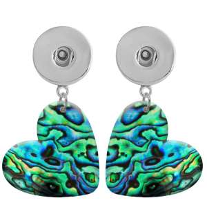 10 styles love resin Ocean Beach Abalone Shell  pattern  Painted Heart earrings fit 20MM Snaps button jewelry wholesale
