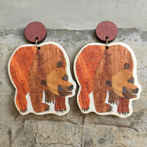 Student Teacher Earrings Cute Little Bear Brown Bear Wood Earrings