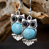 Irregular turquoise Owl Earrings
