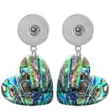 10 styles love resin Ocean Beach Abalone Shell  pattern  Painted Heart earrings fit 20MM Snaps button jewelry wholesale