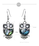 Irregular colored shell owl earrings