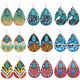 Western denim style Aztec feng shui drop leather earrings with alloy turquoise accessories