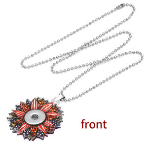 Flower sunflower Double sided Printed  Acrylic 60CM Necklace Pendant  20MM Snaps button jewelry wholesale