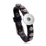 20MM Snaps button jewelry wholesale Retro alloy Punk cowhide bracelet
