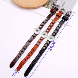 20MM Snaps button jewelry wholesale Retro alloy Punk cowhide bracelet