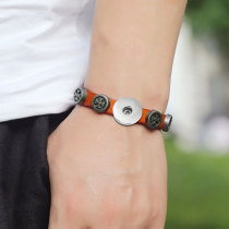 20MM Snaps button jewelry wholesale alloy Cross Punk cowhide bracelet