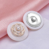 23MM love Flower Pearl Electroplated plastic resin snap button charms