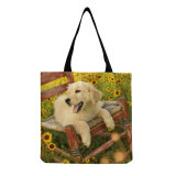Beach bag cute pet dog printed canvas shoulder bag