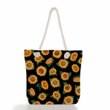 Sunflower Holiday Print High Capacity Canvas Shoulder Bag