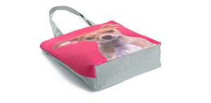 Cute cartoon cat and puppy printed canvas shoulder bag