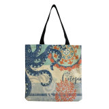 Marine Life Seahorse Starfish Turtle Printed Canvas Bag