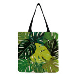 Tropical Rainforest Green Leaf Printed Canvas Shoulder Bag