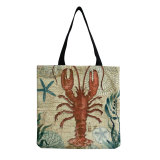 Marine Life Seahorse Starfish Turtle Printed Canvas Bag