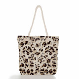 Leopard print sunflower butterfly holiday print large capacity canvas shoulder bag