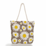 Leopard print sunflower butterfly holiday print large capacity canvas shoulder bag