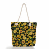 Sunflower Holiday Print High Capacity Canvas Shoulder Bag