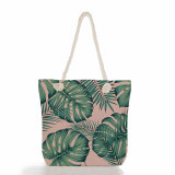 Tropical rainforest seaside vacation printed large capacity canvas shoulder bag