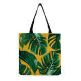 Tropical Rainforest Green Leaf Printed Canvas Shoulder Bag