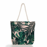 Tropical rainforest seaside vacation printed large capacity canvas shoulder bag