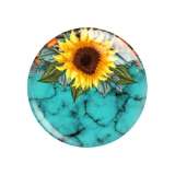 20MM sunflower Flower pattern  Print glass snap button charms