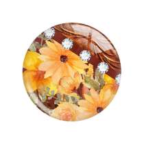 20MM Flower sunflower pattern Print glass snap button charms