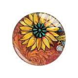 20MM sunflower Flower pattern Print glass snap button charms