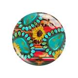 20MM turquoise Cross sunflower pattern Print glass snap button charms