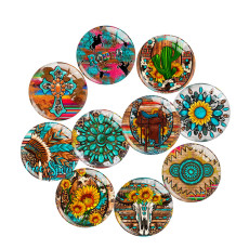 20MM sunflower cactus Cross Print glass snap button charms