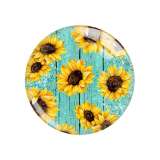 20MM sunflower Flower  pattern Print glass snap button charms