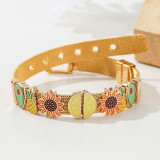 3 styles DIY sunflower stainless steel 10MM strap bracelet