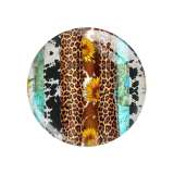 20MM sunflower  Leopard pattern Print glass snap button charms