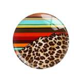 20MM Leopard color pattern Print glass snap button charms