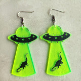Terrifying Halloween Earrings, Skeleton, Alien UFO Witch Stove, Fluorescent Acrylic Earrings