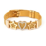 3 styles DIY Love stars stainless steel 10MM strap bracelet