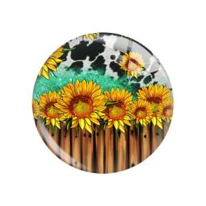 20MM sunflower Leopard pattern Print glass snap button charms