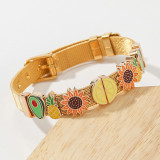 3 styles DIY sunflower stainless steel 10MM strap bracelet