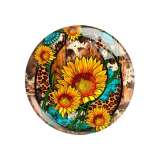 20MM sunflower cactus Cross Print glass snap button charms