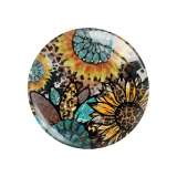 20MM Cross Butterfly sunflower pattern Print glass snap button charms