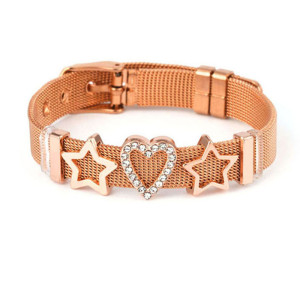 3 styles DIY Love stars stainless steel 10MM strap bracelet