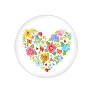 20MM love Flower pattern Print glass snap button charms