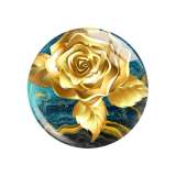20MM Flower pattern Print glass snap button charms
