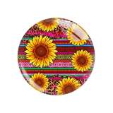 20MM sunflower Flower  pattern Print glass snap button charms