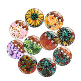 20MM Flower sunflower pattern Print glass snap button charms