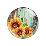 20MM sunflower Flower pattern  Print glass snap button charms