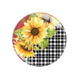20MM Sunflower Rose girl Print glass snap button charms