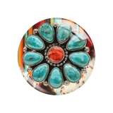 20MM turquoise Cross sunflower pattern Print glass snap button charms