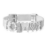 3 styles DIY love wing stainless steel 10MM strap bracelet