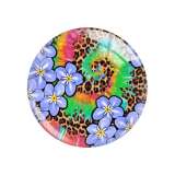 20MM Flower Leopard pattern  Print glass snap button charms