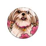 20MM Dog pattern Print glass snap button charms