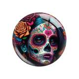 20MM Halloween skull girl pattern Print glass snap button charms